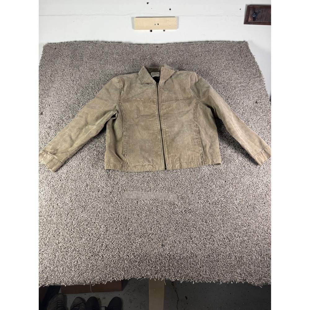 St Johns Bay Washable Suede Leather Jacket Mens‎ XL Tan Brown Full Zip Western